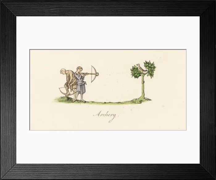 Framed Print : Archers at crossbow practice, 14th century Framed Print : Archers at crossbow practice, 14th century