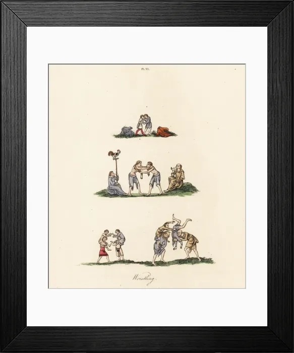 Framed Print : Medieval wrestling bouts Framed Print : Medieval wrestling bouts