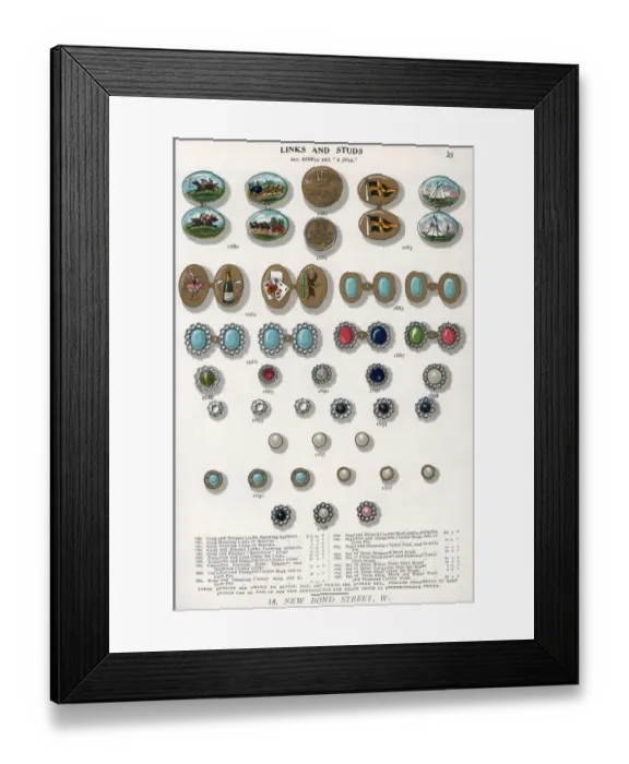 Framed Print : Cuff links and shirt studs in gold and enamel Framed Print : Cuff links and shirt studs in gold and enamel