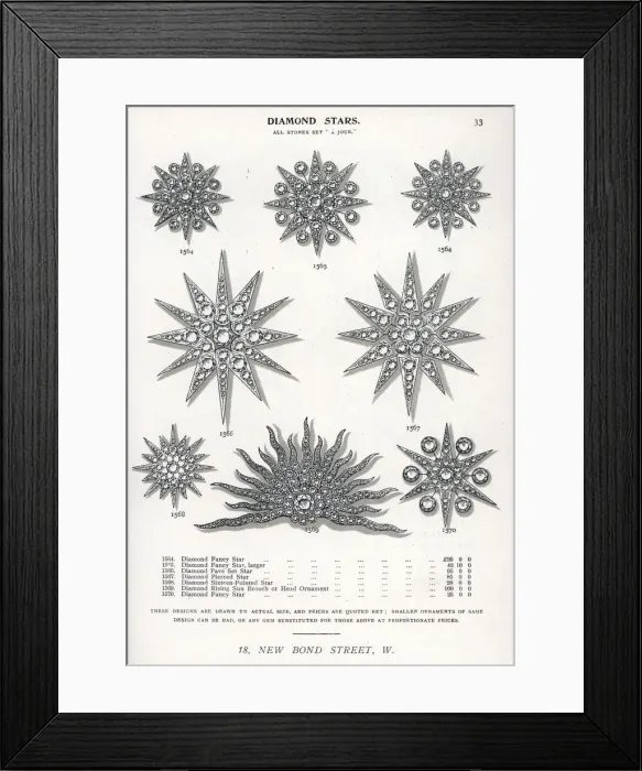 Framed Print : Diamond stars and brooches Framed Print : Diamond stars and brooches
