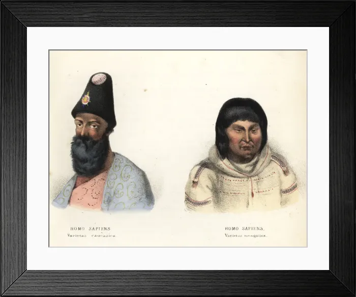 Framed Print : Caucasian and Mongolian men Framed Print : Caucasian and Mongolian men