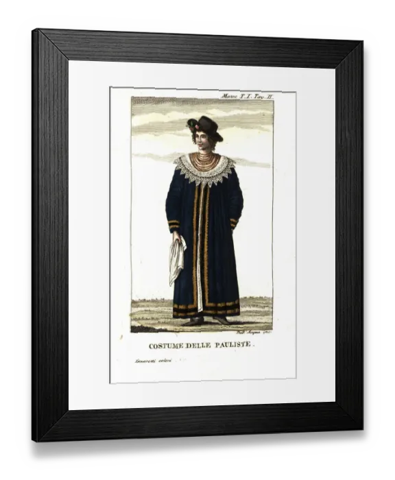 Framed Print : Costume of a Paulista, woman of Sao Paulo, Brazil Framed Print : Costume of a Paulista, woman of Sao Paulo, Brazil