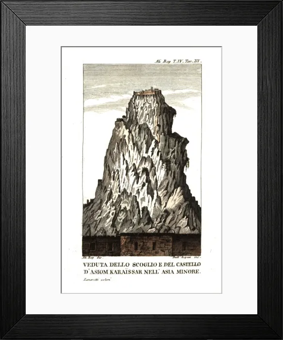 Framed Print : View of the rock and castle of Asiom Karaissar Framed Print : View of the rock and castle of Asiom Karaissar