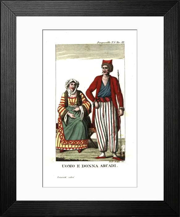 Framed Print : Man and woman of Arcadia, the Peloponnese, Greece Framed Print : Man and woman of Arcadia, the Peloponnese, Greece