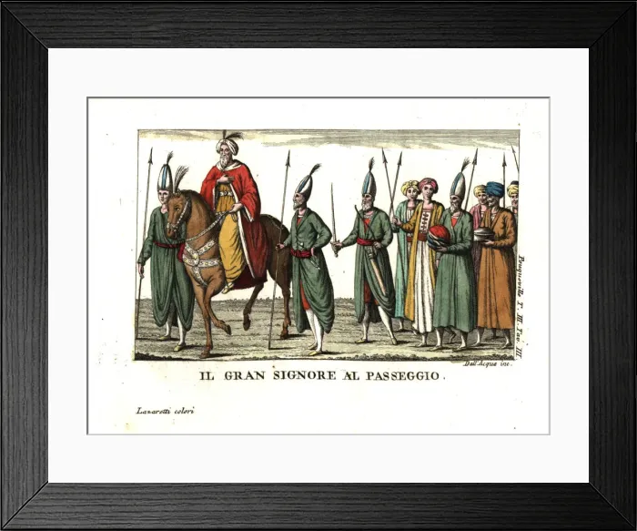 Framed Print : The Grand Seigneur on a stroll with his retinue Framed Print : The Grand Seigneur on a stroll with his retinue
