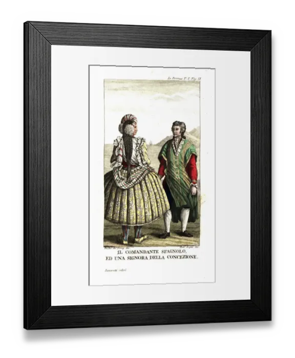 Framed Print : Spanish commandant and a woman of Concepcion, Chile Framed Print : Spanish commandant and a woman of Concepcion, Chile