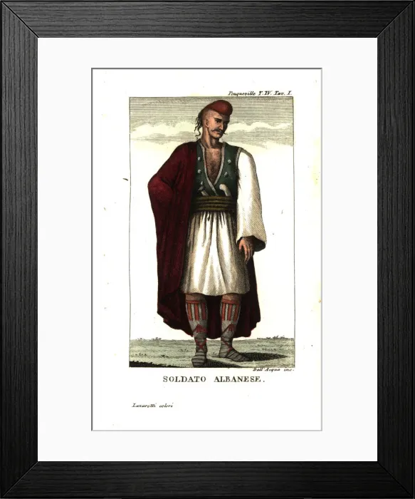 Framed Print : Albanian soldier with dagger in waistband Framed Print : Albanian soldier with dagger in waistband
