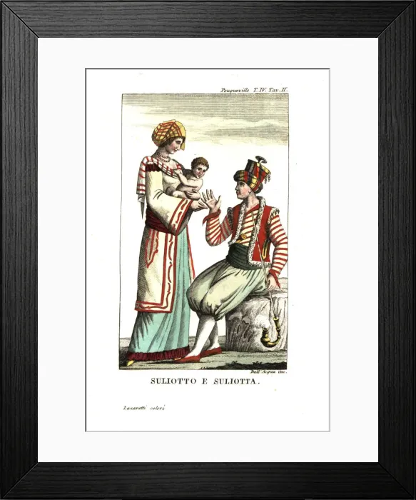 Framed Print : Man, woman and child of Souli, Orthodox Christian Framed Print : Man, woman and child of Souli, Orthodox Christian
