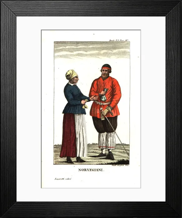 Framed Print : Man and woman of Norway in traditional costume Framed Print : Man and woman of Norway in traditional costume