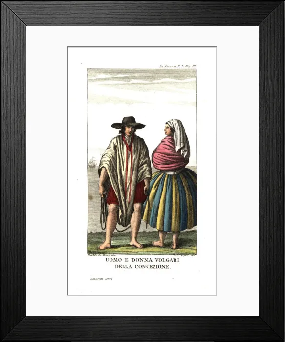 Framed Print : Costumes of the common native people of Concepcion, Chile Framed Print : Costumes of the common native people of Concepcion, Chile