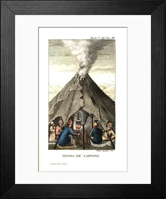Framed Print : Sami people or Lapplanders in a tent made of sail and stakes Framed Print : Sami people or Lapplanders in a tent made of sail and stakes