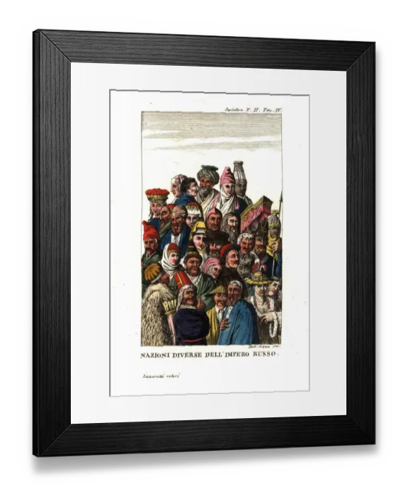 Framed Print : Diverse nations of the Russian Empire, circa 1800 Framed Print : Diverse nations of the Russian Empire, circa 1800