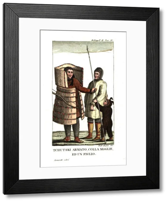 Framed Print : Chukchi man in armour made of wood and bone Framed Print : Chukchi man in armour made of wood and bone