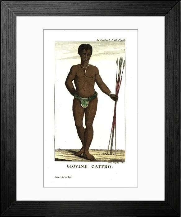 Framed Print : Young San man, with bow and arrows, South Africa Framed Print : Young San man, with bow and arrows, South Africa