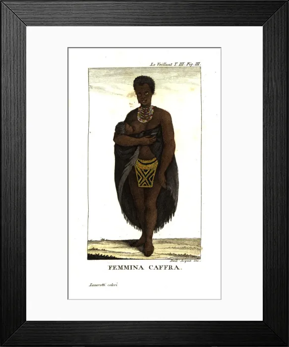 Framed Print : Young San woman nursing child, South Africa Framed Print : Young San woman nursing child, South Africa