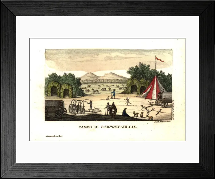 Framed Print : Francois Le Vaillants camp at Pampoen-Kraal Framed Print : Francois Le Vaillants camp at Pampoen-Kraal