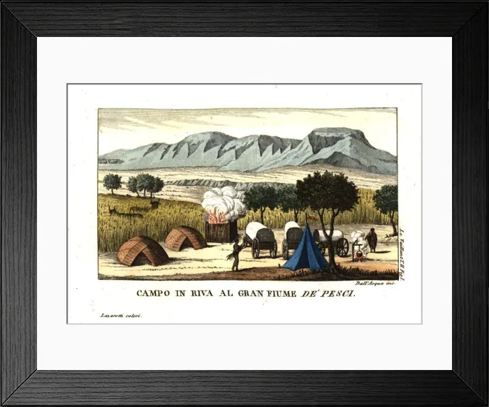Framed Print : Francois Le Vaillants camp at Great Fish Framed Print : Francois Le Vaillants camp at Great Fish
