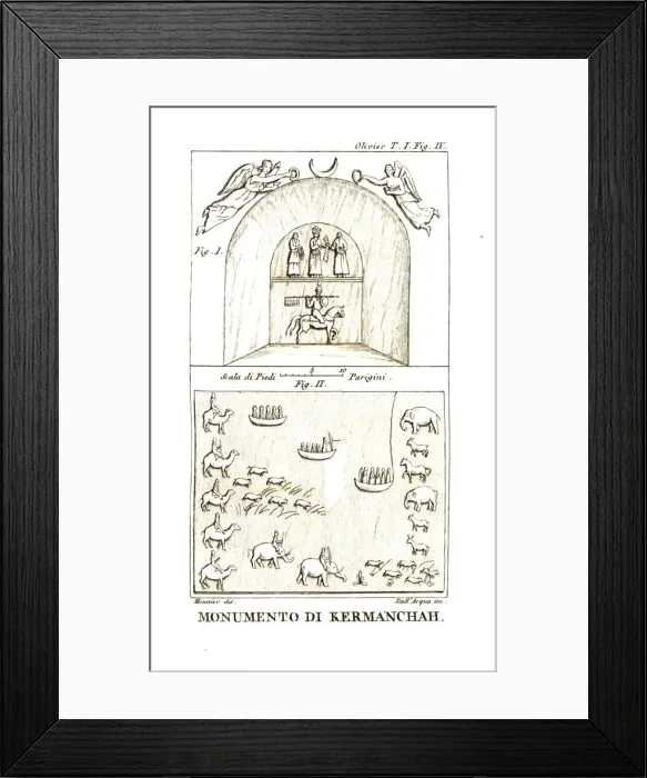 Framed Print : Reilefs from the momument of Taq-e Bostan Framed Print : Reilefs from the momument of Taq-e Bostan