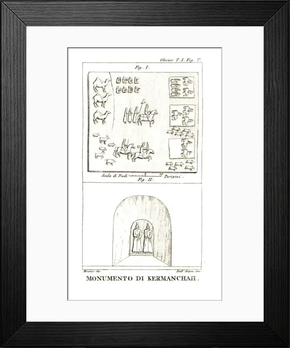 Framed Print : Reilefs from the momument of Taq-e Bostan Framed Print : Reilefs from the momument of Taq-e Bostan