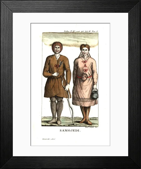 Framed Print : Man and woman of the Nenets or Samoyeds people Framed Print : Man and woman of the Nenets or Samoyeds people