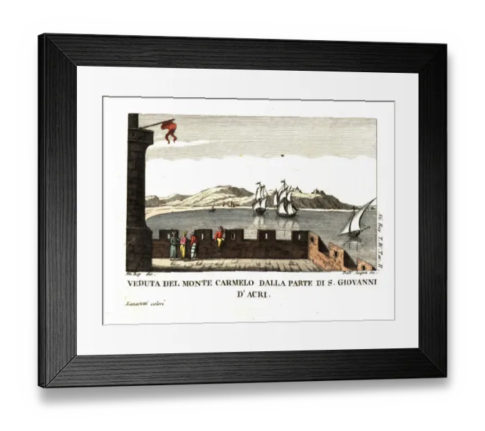 Framed Print : View of Mount Carmel taken from St. Jean d Acre, Palestine Framed Print : View of Mount Carmel taken from St. Jean d Acre, Palestine