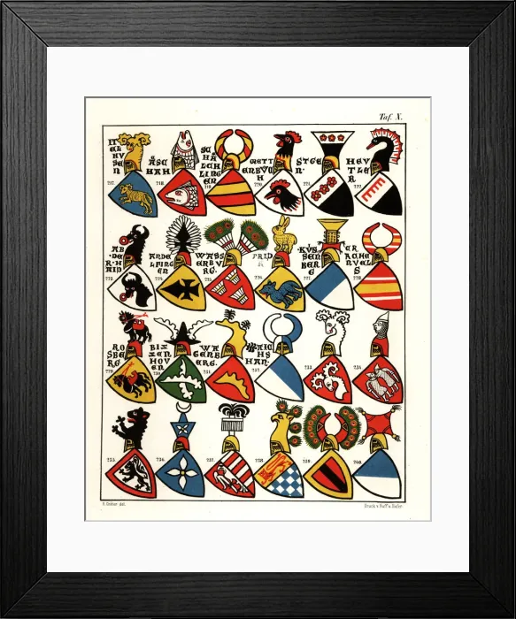 Framed Print : Swiss coats of arms, c. 1340 Framed Print : Swiss coats of arms, c. 1340