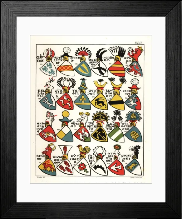 Framed Print : Swiss coats of arms, c. 1340 Framed Print : Swiss coats of arms, c. 1340