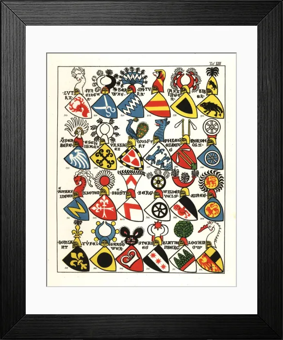 Framed Print : Swiss coats of arms, c. 1340 Framed Print : Swiss coats of arms, c. 1340