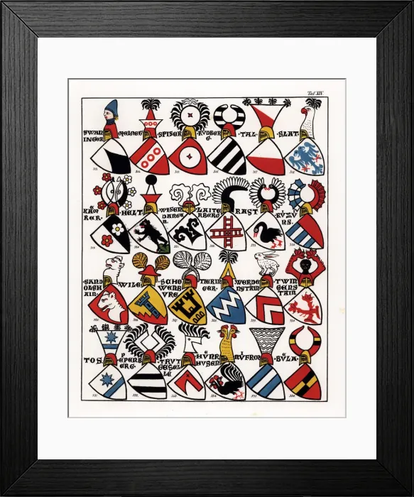 Framed Print : Swiss coats of arms, c. 1340 Framed Print : Swiss coats of arms, c. 1340