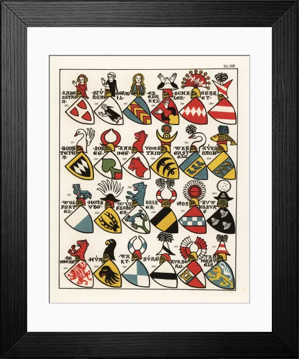 Framed Print : Swiss coats of arms, c. 1340 Framed Print : Swiss coats of arms, c. 1340