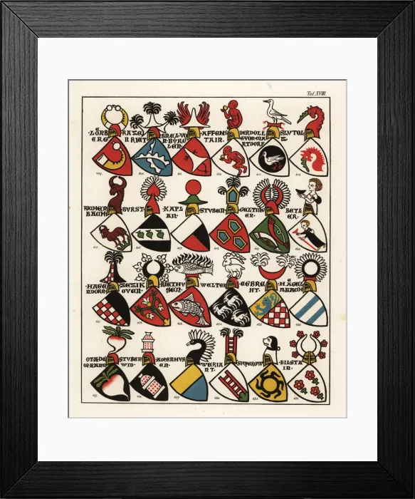 Framed Print : Swiss coats of arms, c. 1340 Framed Print : Swiss coats of arms, c. 1340