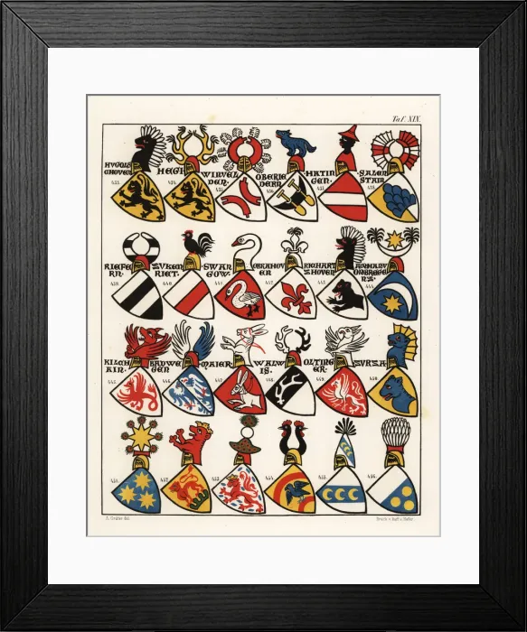 Framed Print : Swiss coats of arms, c. 1340 Framed Print : Swiss coats of arms, c. 1340