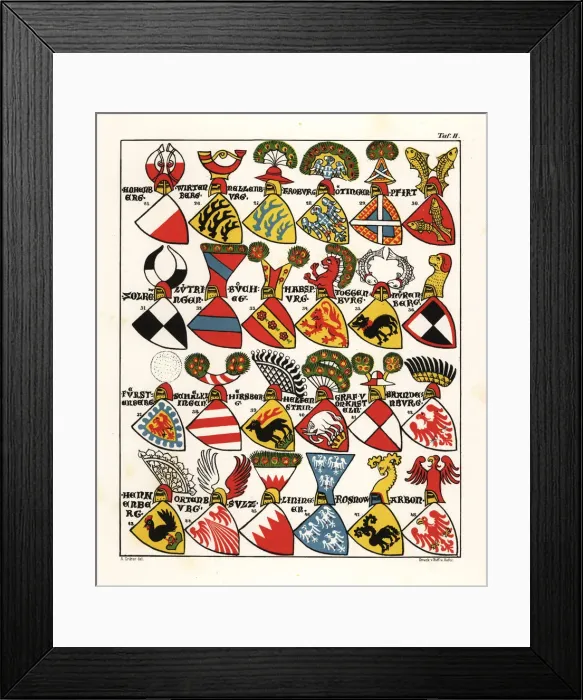 Framed Print : Swiss coats of arms, c. 1340 Framed Print : Swiss coats of arms, c. 1340