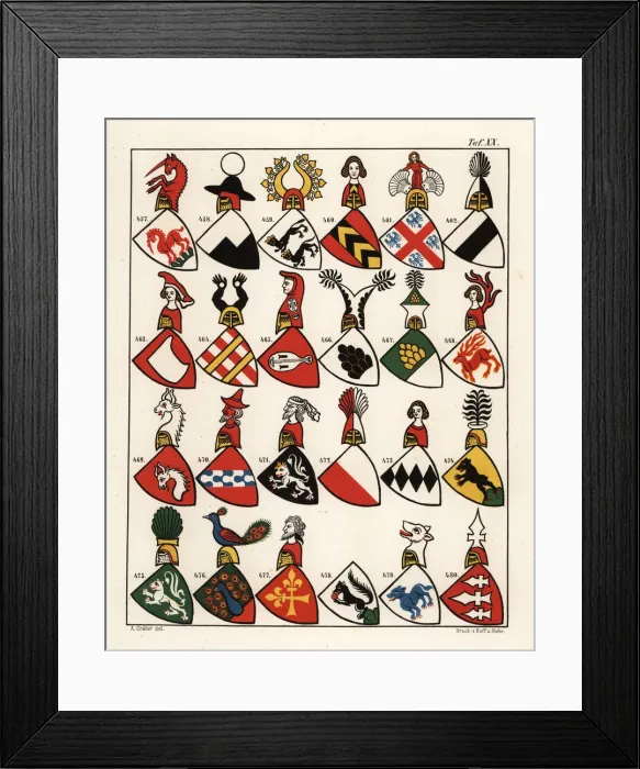 Framed Print : Swiss coats of arms, c. 1340 Framed Print : Swiss coats of arms, c. 1340