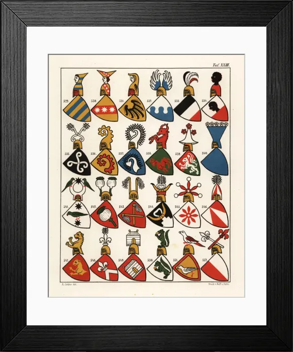 Framed Print : Swiss coats of arms, c. 1340 Framed Print : Swiss coats of arms, c. 1340
