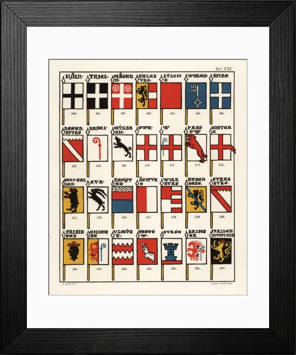 Framed Print : Swiss flags of bishoprics, c1340 Framed Print : Swiss flags of bishoprics, c1340
