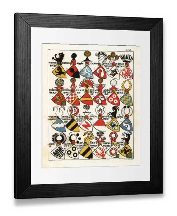 Framed Print : Swiss coats of arms, c. 1340 Framed Print : Swiss coats of arms, c. 1340