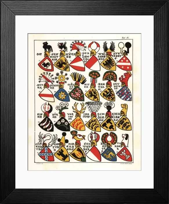 Framed Print : Swiss coats of arms, c. 1340 Framed Print : Swiss coats of arms, c. 1340