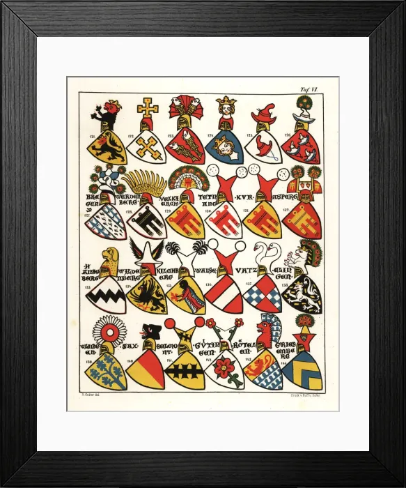 Framed Print : Swiss coats of arms, c. 1340 Framed Print : Swiss coats of arms, c. 1340