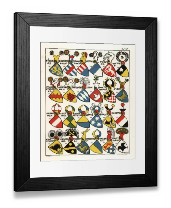 Framed Print : Swiss coats of arms, c. 1340 Framed Print : Swiss coats of arms, c. 1340