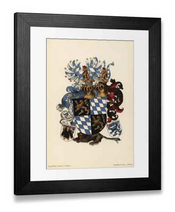 Framed Print : Armorial of the region of Pfalz Bavaria, Pfalzbayer Wappen Framed Print : Armorial of the region of Pfalz Bavaria, Pfalzbayer Wappen