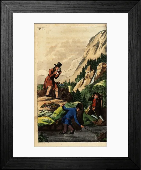 Framed Print : Gentlemen geologists laboriously search for Framed Print : Gentlemen geologists laboriously search for