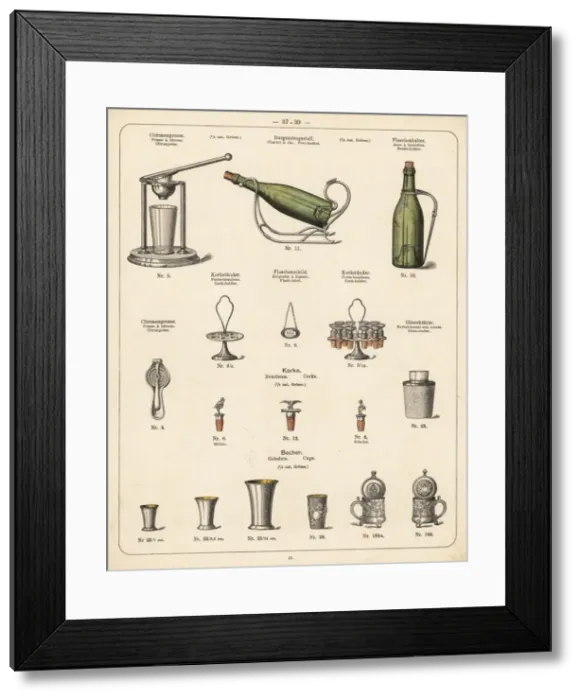 Framed Print : Lemon press, port basket, cork holder, etc Framed Print : Lemon press, port basket, cork holder, etc