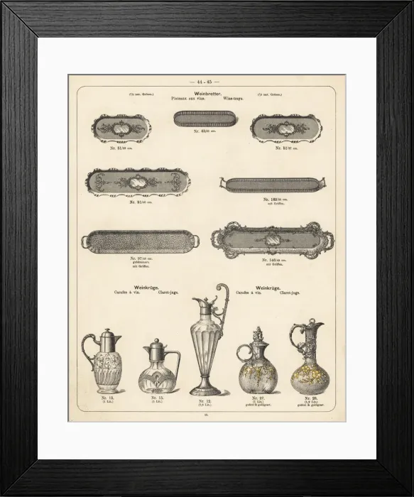 Framed Print : Wine trays and claret jugs Framed Print : Wine trays and claret jugs