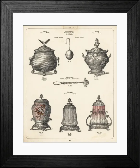 Framed Print : Punch bowls and punch ladle Framed Print : Punch bowls and punch ladle
