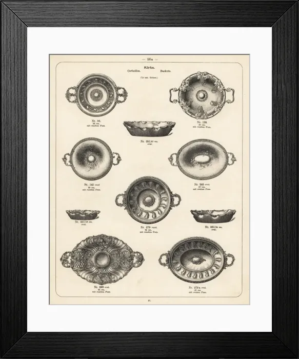 Framed Print : Metal baskets, platters and bowls