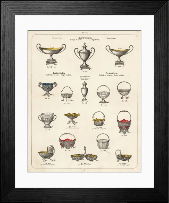 Framed Print : Sugar bowls, cups and baskets Framed Print : Sugar bowls, cups and baskets
