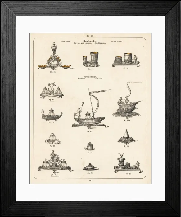 Framed Print : Decorative smoking sets and inkstands Framed Print : Decorative smoking sets and inkstands
