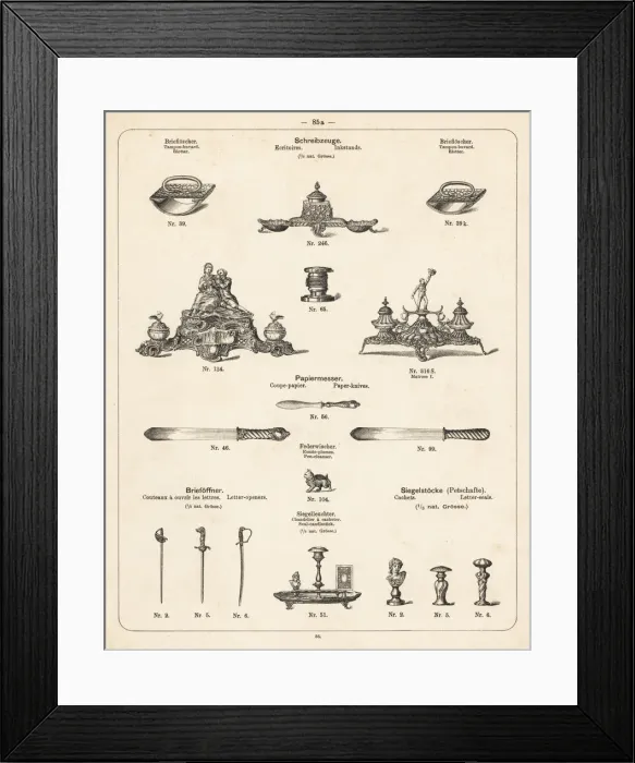 Framed Print : Inkstand, blotter, paper knife and letter opener Framed Print : Inkstand, blotter, paper knife and letter opener