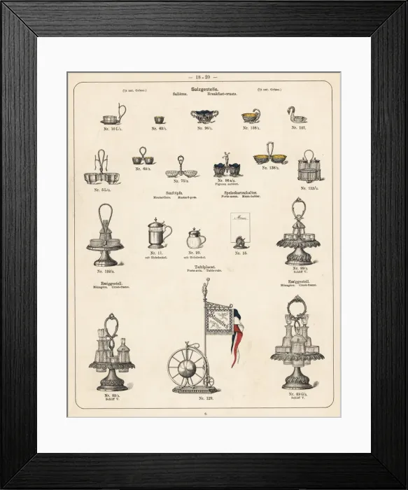 Framed Print : Breakfast cruet, mustard pot, cruet frame, etc